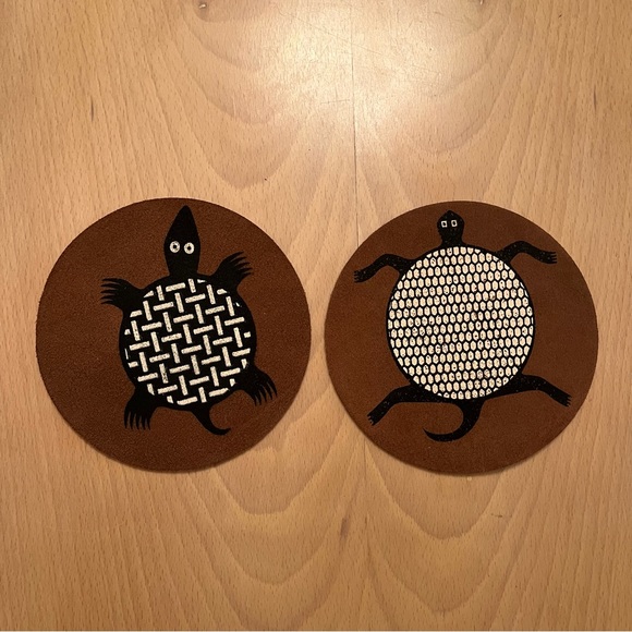Leather Turtle Coaster and Paperweight Set - Picture 2 of 4